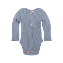 Load image into Gallery viewer, Goldie Hand Knit Rib Onesie Duck Egg Blue