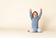 Load image into Gallery viewer, Goldie Hand Knit Rib Onesie Duck Egg Blue