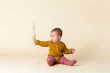 Load image into Gallery viewer, Goldie Hand Knit Rib Onesie Mustard