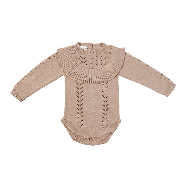 Billy Hand Knit Ruffle Onesie - Almond – Frankie Jones