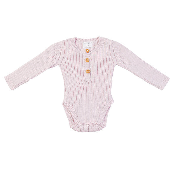 Goldie Hand Knit Rib Onesie - Soft Pink