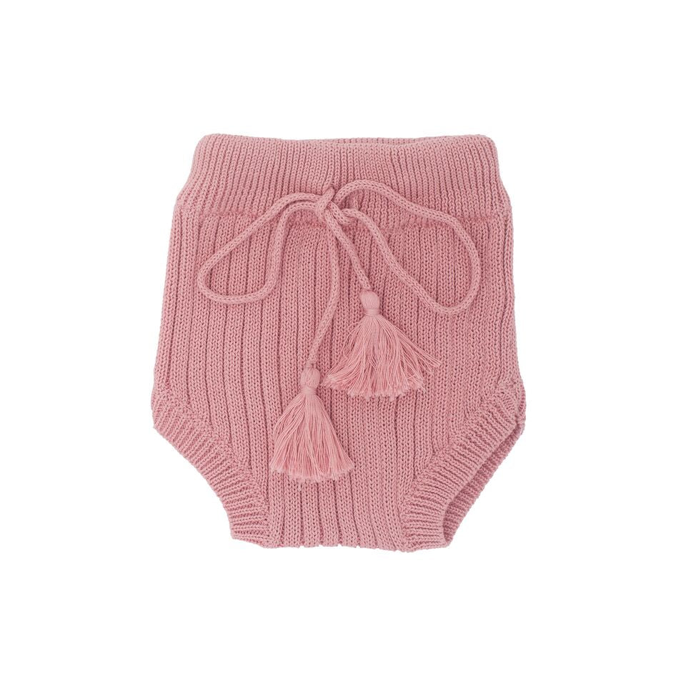 Luna Hand Knit Rib Bloomer - Rose Pink
