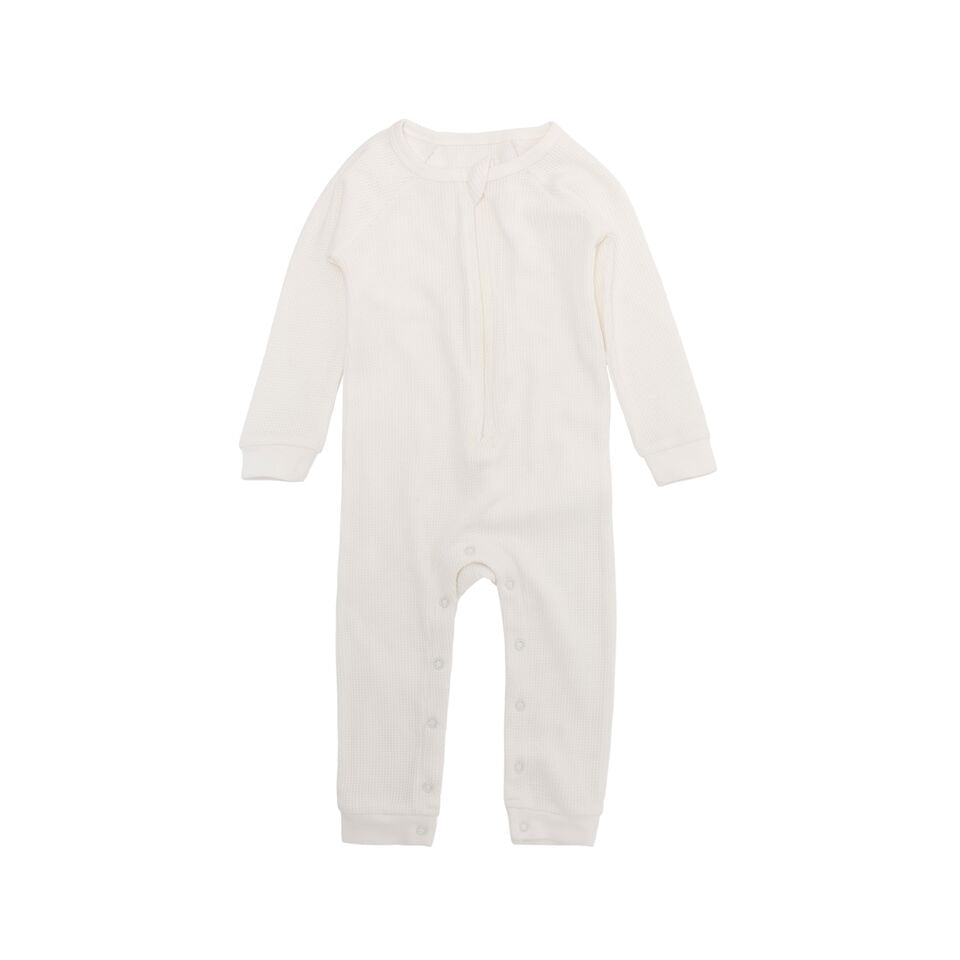 Perrywinkle Waffle Grow Suit - Winter White
